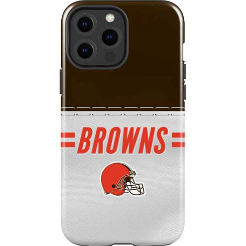 NFL Cleveland Browns White Striped iPhone 15 Pro Max Impact Case